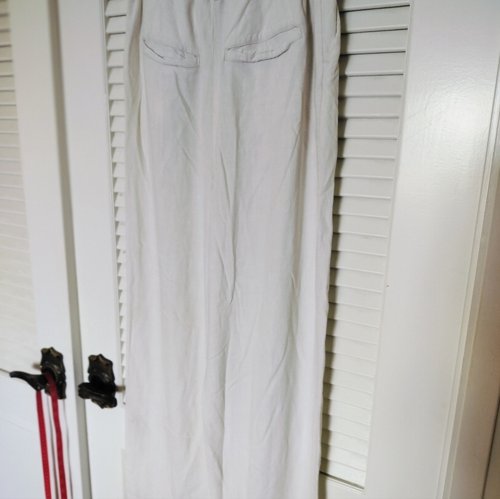 Free People Women's Linen Viscose Pleated Wide Leg Pants Pockets Size Small - Picture 6 of 11